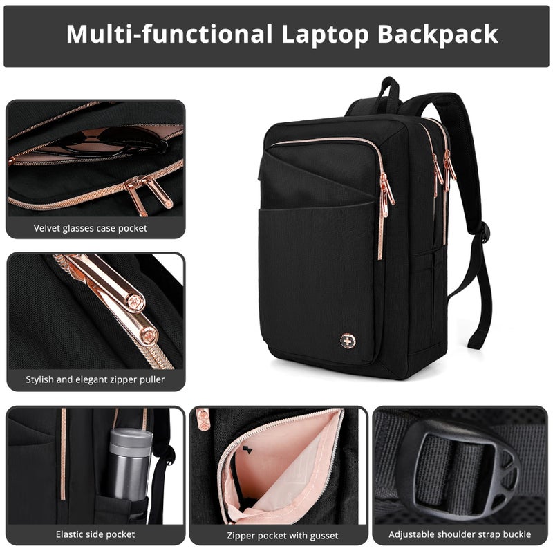 Swissdigital Design Business Laptop Backpack For Women,With USB Charging Port Computer Work Backpack,Fits 15.6 Inch Laptop Travel Casual Backpack,Black | SD1006-01 - Image 5